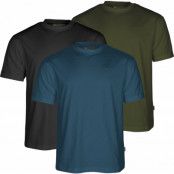Pinewood Men's 3-Pack T-Shirt A.Blue/Mossgreen/Black