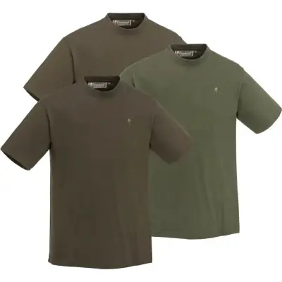 Pinewood Men's 3-Pack T-Shirt Green/H Brown/Khaki