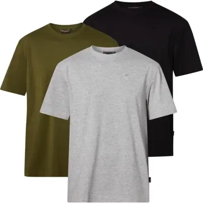 Pinewood Men's 3-Pack T-Shirt Greymel/Pine/Black