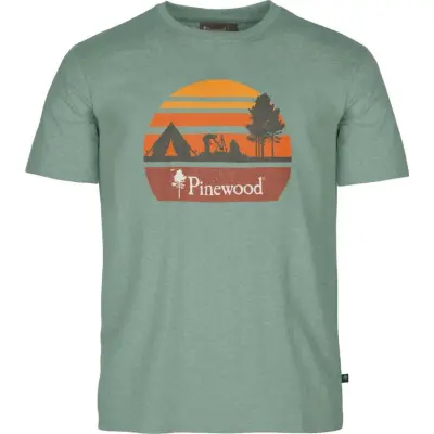 Pinewood Men's Finnveden Recycled Outdoor T-Shirt Aquagr. Melange Campsite