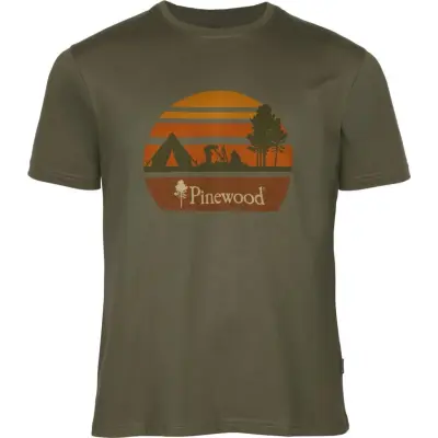 Pinewood Men's Finnveden Recycled Outdoor T-Shirt Olive Melange Campsite