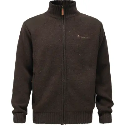 Pinewood Men's Hurricane Full Zip Sweater Dark Brown Mel