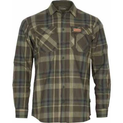 Pinewood Men's Lappland Rough Flannel Shirt Green/Brown