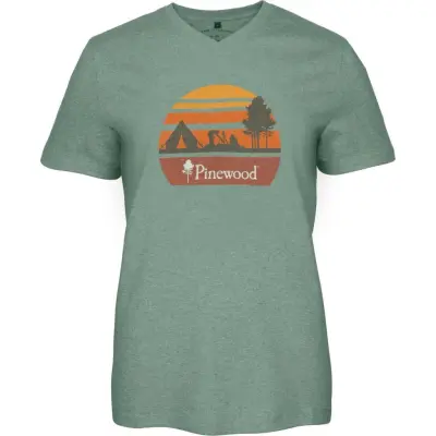 Pinewood Women's Finnveden Recycled Outdoor T-Shirt Aquagr. Melange Campsite