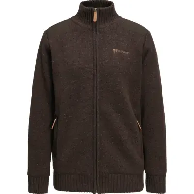 Pinewood Women's Hurricane Full Zip Sweater Dark Brown Mel