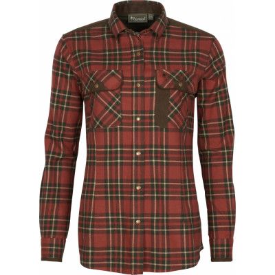 Pinewood Women's Prestwick Exclusive Shirt Dark Terracotta/Dark Green