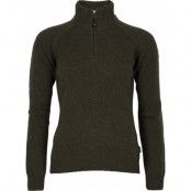 Pinewood Women's Värnamo T-Neck Sweater Dark Green Melange