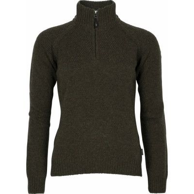 Pinewood Women's Värnamo T-Neck Sweater Dark Green Melange
