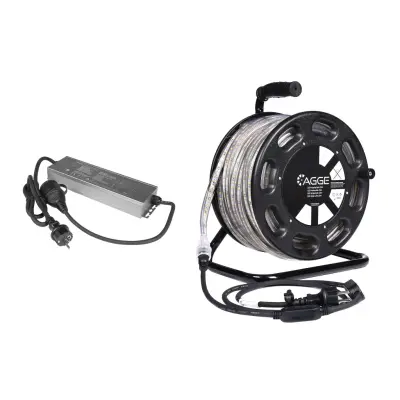 LED-list / Arbetsbelysning AGGE 230V - 1500 lm/m, 25 m - Rulle, LED-list med nätsladd (4000K) + Powerbank