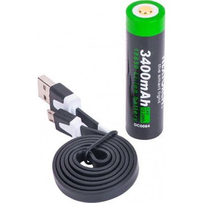 NexTorch Laddningsbart Batteri 18650 Komplett Laddare Black