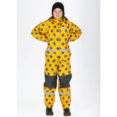 Drop Fleece Rain Set Jr, Mustard Yellow/Charcoal, 130,  Regnjackor