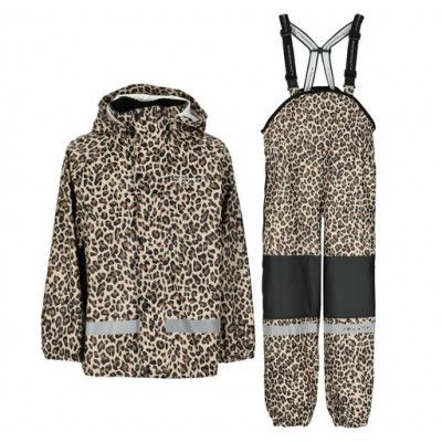 Drop Rain Set Jr, Black/Leopard, 150,  Regnjackor