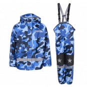 Drop Rain Set Jr, Blue Aop, 140, Regnkläder