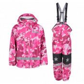 Drop Rain Set Jr, Pink Aop, 140, Regnkläder