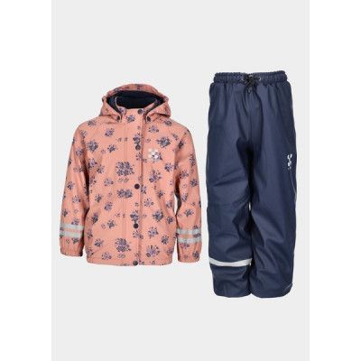 Pu Fleece Rain Set Jr, Pink, 92,  Regnjackor