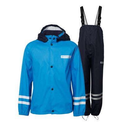 Rusk Rain Set Jr, Sea Blue/Dk Navy, 130,  Regnjackor