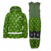 Snowflake Rainset Jr, Dk Green/Lt Green, 90, Regnkläder
