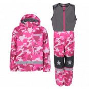 Snowflake Rainset Jr, Pink Aop, 140, Regnkläder