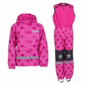 Snowflake Rainset Jr, Pink/Dk Pink, 140, Regnkläder