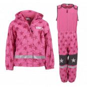 Snowflake Rainset Jr, Pink/Pink, 140, Regnkläder