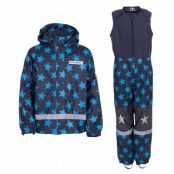 Snowflake Rainset Jr, Sea Blue/Dk Navy, 130, Regnkläder