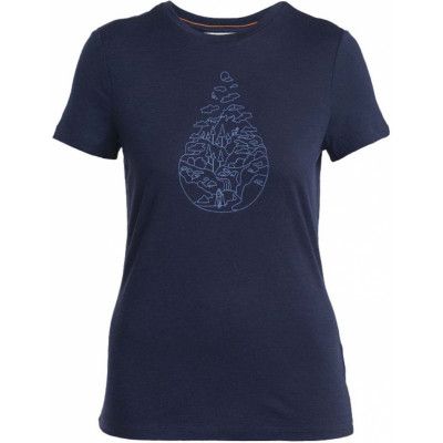 Icebreaker Women's Merino 150 Tech Lite III Short Sleeve Tee Hike Path Midnight Navy