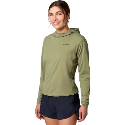 Marmot Women's Airexchange Upf 50 Hoody Olive Grove