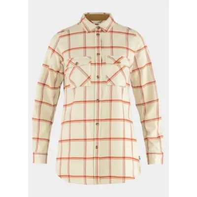 Övik Twill Shirt Ls W, Chalk White-Cabin Red, M,  Långärmade Skjortor