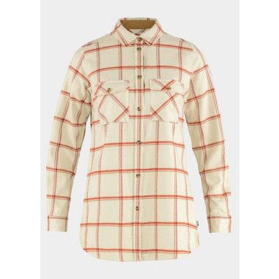 Övik Twill Shirt Ls W, Chalk White-Cabin Red, S,  Långärmade Skjortor