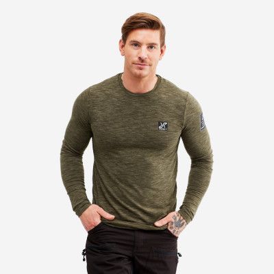 Adapt Long Sleeve Tee - Herr - Mud Melange, Storlek:2XL - Herr>Tröjor>Skjortor&Långärmade Tröjor