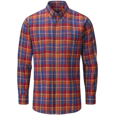 Alan Paine M's Ilkley Flannel Button Down Collar Shirt Red Check