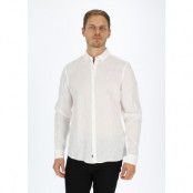 Anton Bd Ls Linen Shirt, Bright White, S,  Långärmade Skjortor