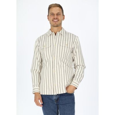 August Striped Overshirt, Ecru, 2xl,  Långärmade Skjortor