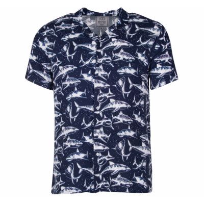 Bali Shirt S/S, Navy Shark, S,  Strandkläder