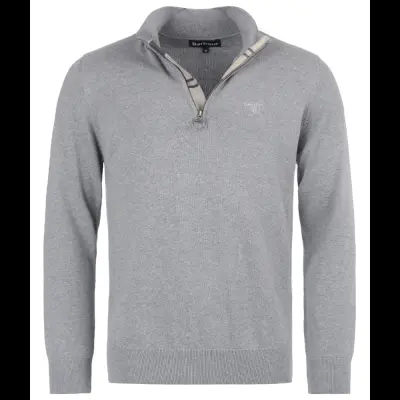 Barbour Cotton Half Zip Knit Grey Marl