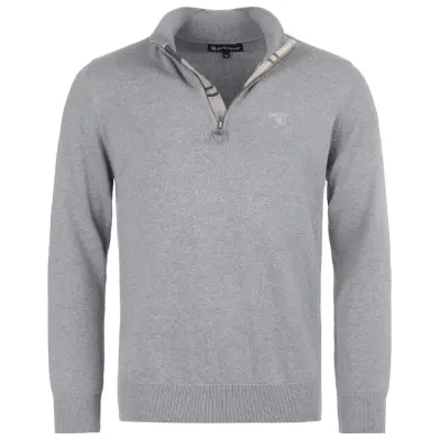 Barbour Cotton Half Zip Knit Grey Marl