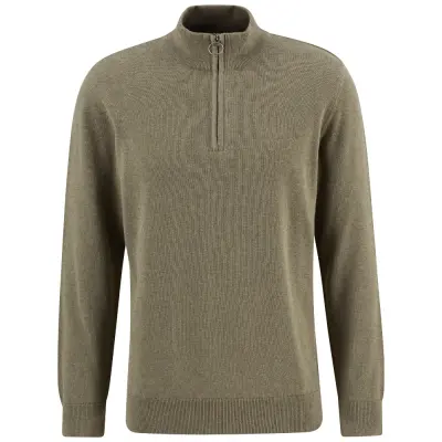 Barbour Cotton Half Zip Knit Smokey Olive
