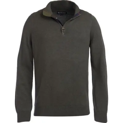 Barbour M's Cotton Half Zip Olive Marl