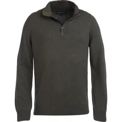 Barbour M's Cotton Half Zip Olive Marl