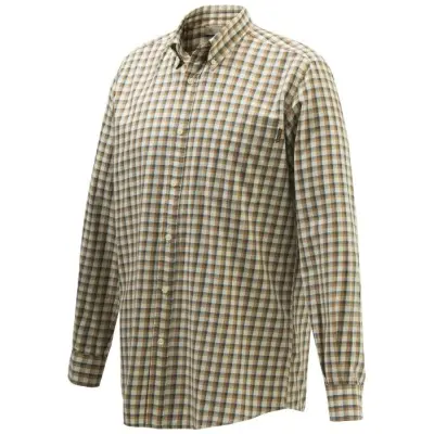 Beretta Wood Button Down Shirt Beige&Rust Check