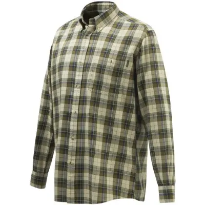 Beretta Wood Flannel Button Down Shirt Beige&Green Moss