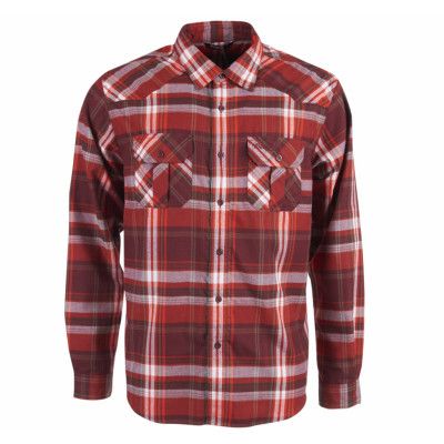 Bjorli Shirt, Dk Maroon/Koi Orange Check, S,  Bergans
