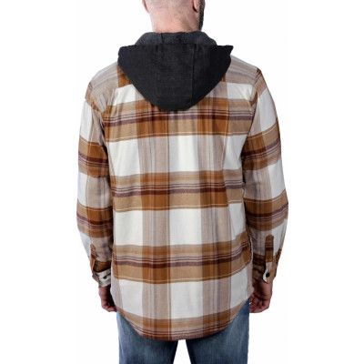 Carhartt Men's Flannel Fleece Lined Hooded Shirt Jacket Carhartt® Brown