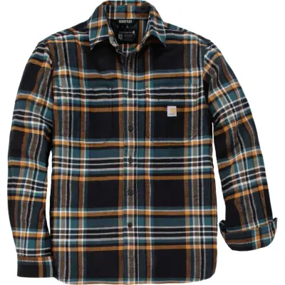 Carhartt Men's Flannel Long-Sleeve Plaid Shirt Black