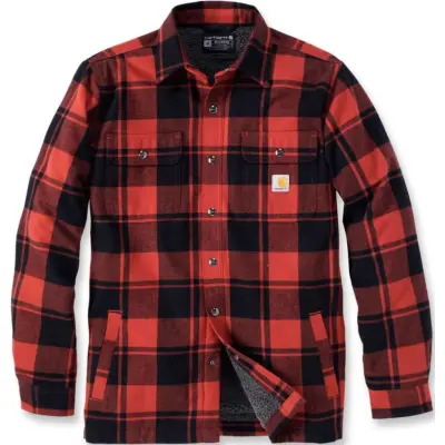 Carhartt Workwear Carhartt M's Flannel Sherpa Lined Shirt Jacket Red Ochre