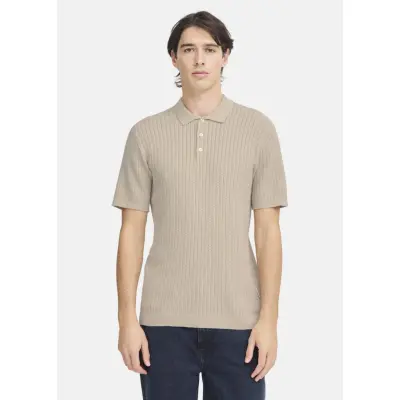 Cfkarl Structured Knit Polo, Plaza Taupe, Xl,  Kortärmade Skjortor