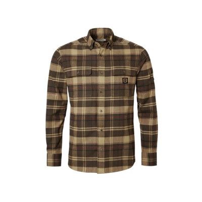 Chevalier Heron Flannel Shirt Men Soil Brown Checked