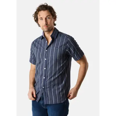 Coos Bay Shirt, Navy Stripe, 3xl,  Kortärmade Skjortor