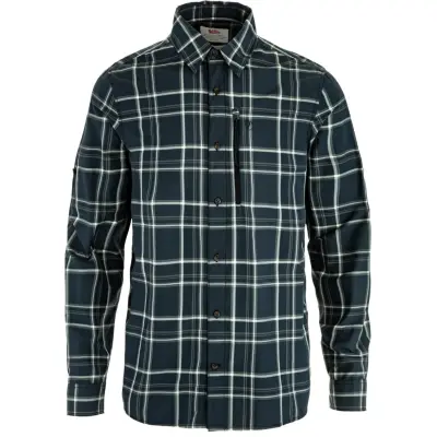 Fjällräven Men's Abisko Hike Shirt Long Sleeve Dark Navy-chalk White