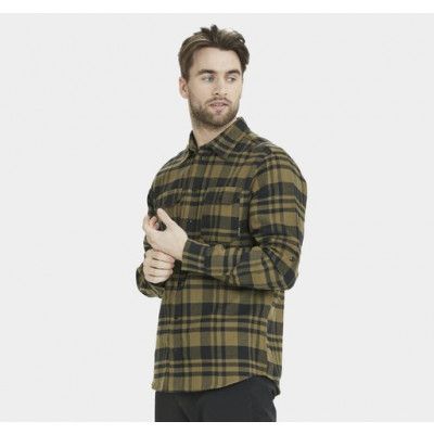 Flannel M Checked Shirt, Dark Olive, L,  Långärmade Skjortor
